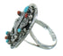 Sterling Silver And Turquoise Coral Eagle Ring Size 6-1/4 RX84401